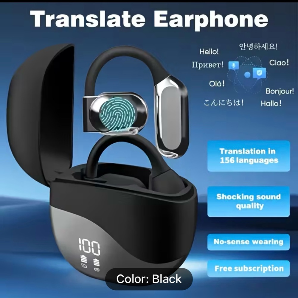 Black Wireless Translate Earphones
